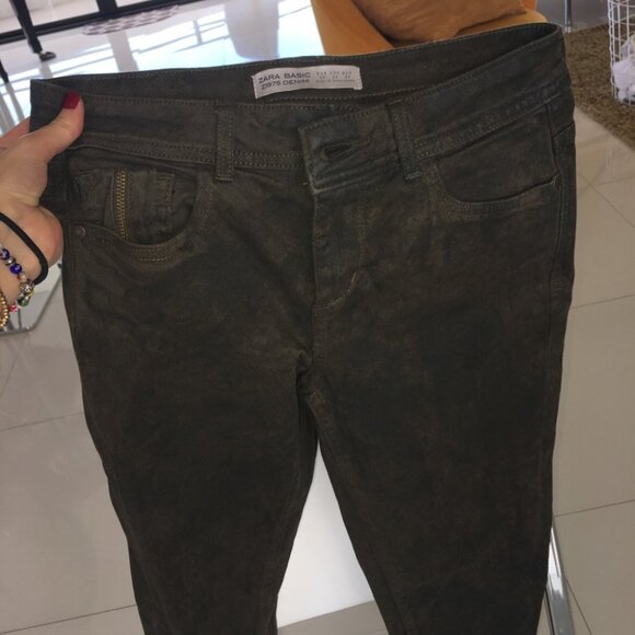 NEW ZARA army green jeans, size 2 - Picture 2 of 6